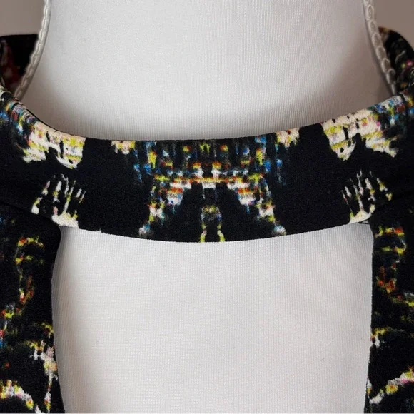 Maggy London Black Abstract Baroque Bodycon Midi Dress Mock Neck Cutout Sz10 NEW - Picture 6 of 16